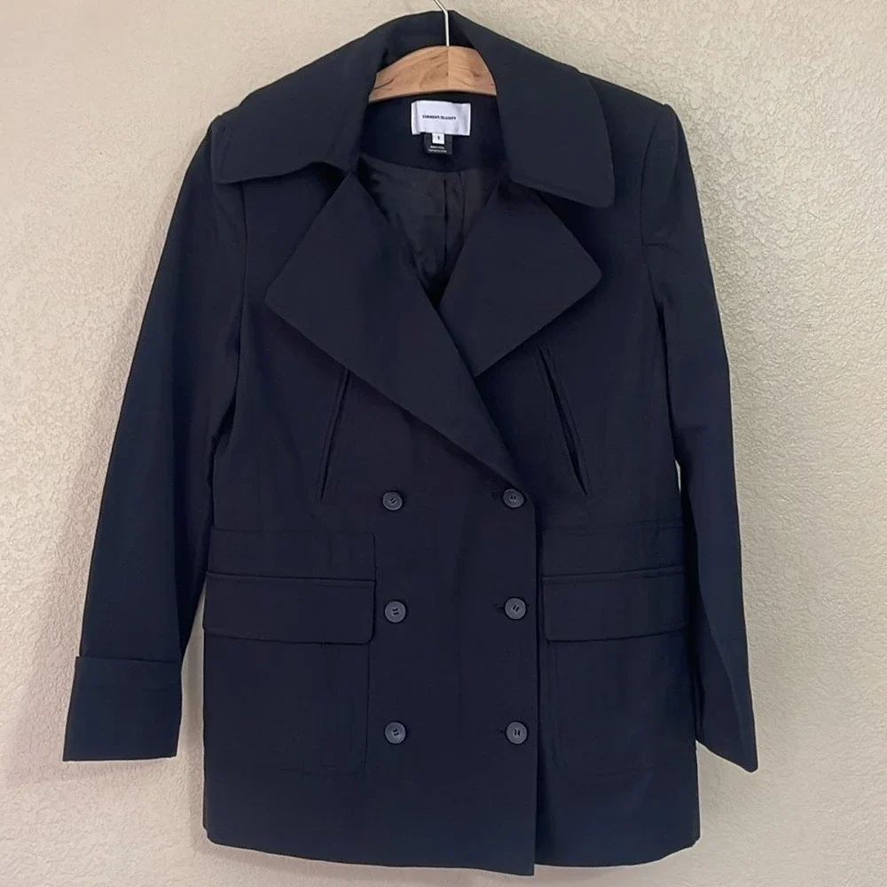 CURRENT ELLIOTT Black Double Breasted‎ Peacoat Jacket Womens Size 1- US 4